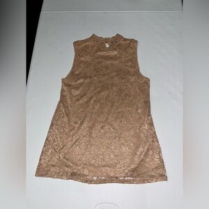 💙 Cable & Gauge Tan Lace Tank Top Blouse